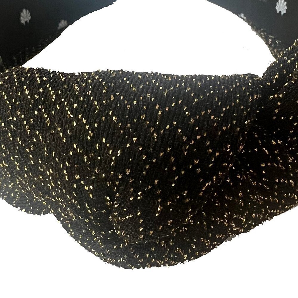 RARE Lele Sadoughi Black Gold Metallic Chevron Knotted Party Headband NWOT - Picture 4 of 6